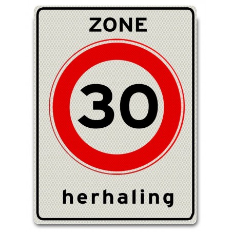 Verkeersbord A01-30-ZH Herhaling 30 km Zone