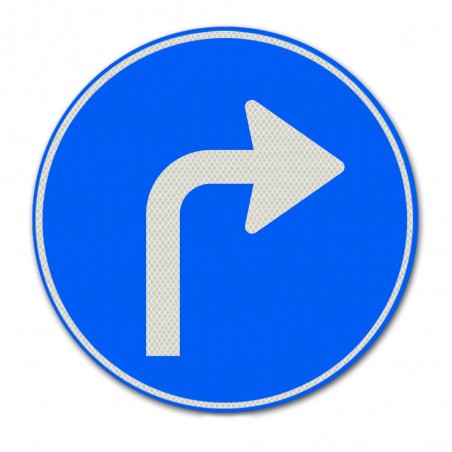 Verkeersbord D05R – Gebod tot volgen van rijrichting rechts
