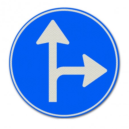 Verkeersbord D06-R – Gebod tot volgen van rijrichtingen rechts