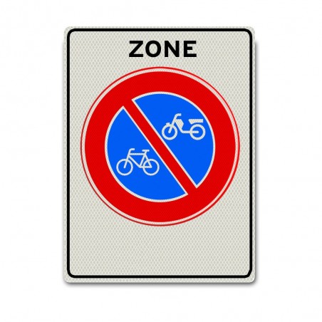 verachten vergelijking D.w.z Verkeersbord E03zb Zone met verbod bromfietsen en fietsen te plaatsen Verkeersbord  maat Tekstbord 40x60cm