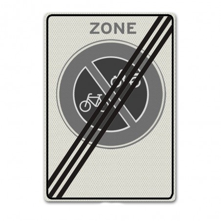 Verkeersbord E03ze Einde zone verbod bromfietsen en fietsen te plaatsen