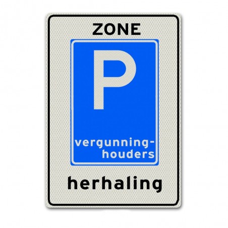 Verkeersbord E09zh Herhaling zone parkeren vergunninghouders