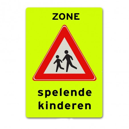 Verkeersbord Zone met spelende kinderen